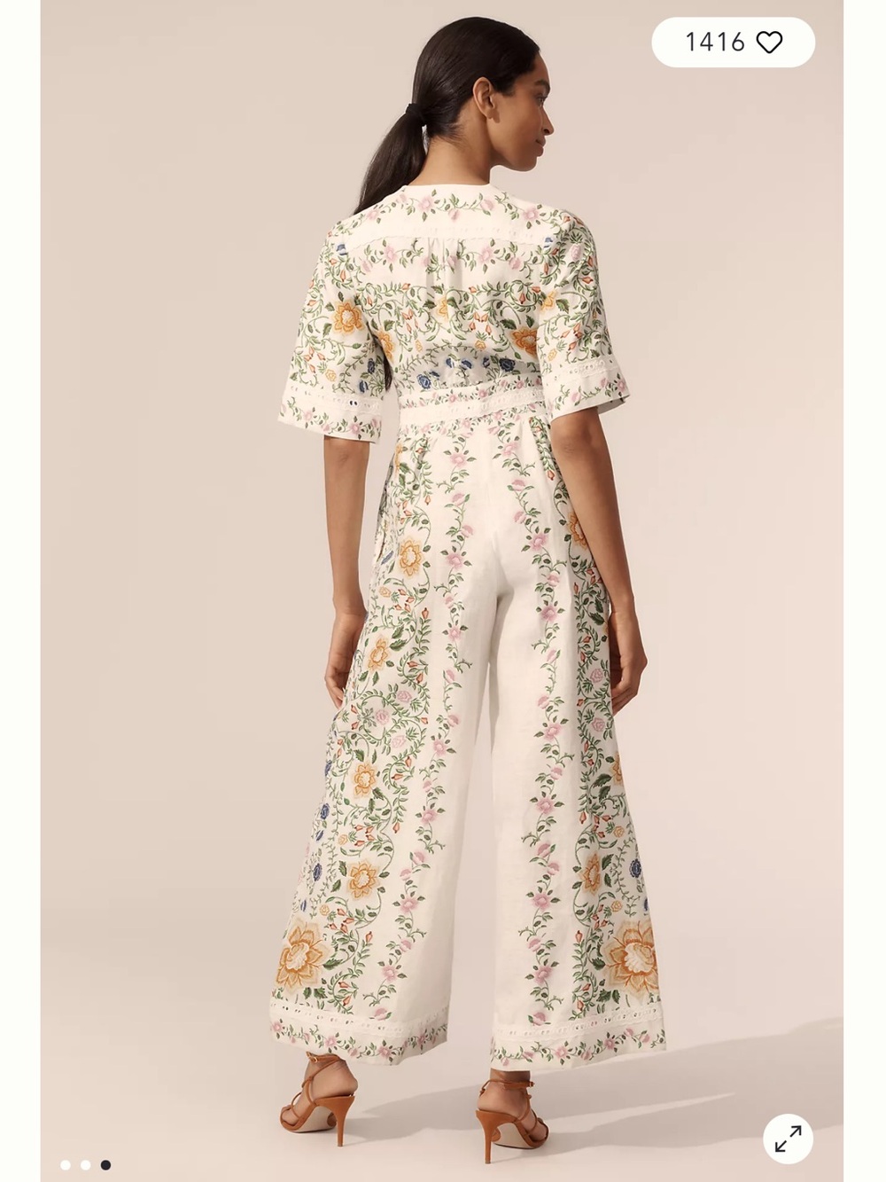 FARM Rio White Floral Embroidered Wide‑Leg Jumpsuit - Picture 3 of 8